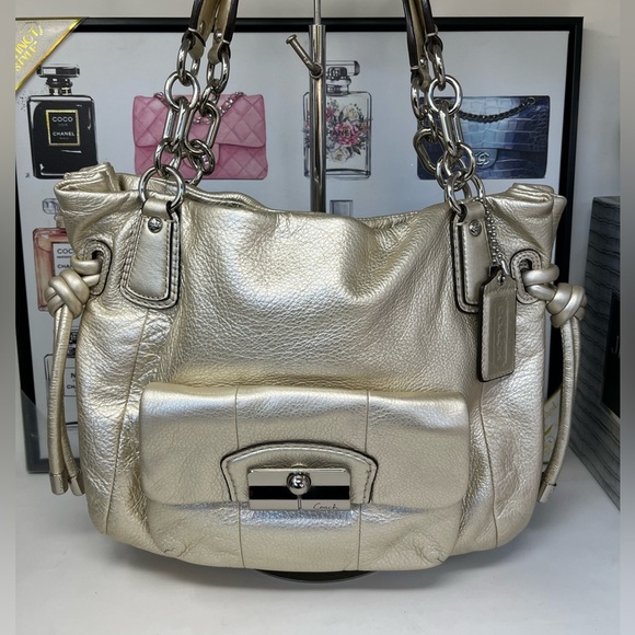 Coach Handbags - Coach Kristin 2010 Leather Metallic Silver Shoulder Bag with dust bag